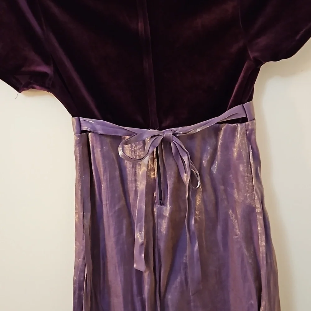 SWEET SODA Purple Velvet Metallic Irridescent Tie Waist Holiday Dress
